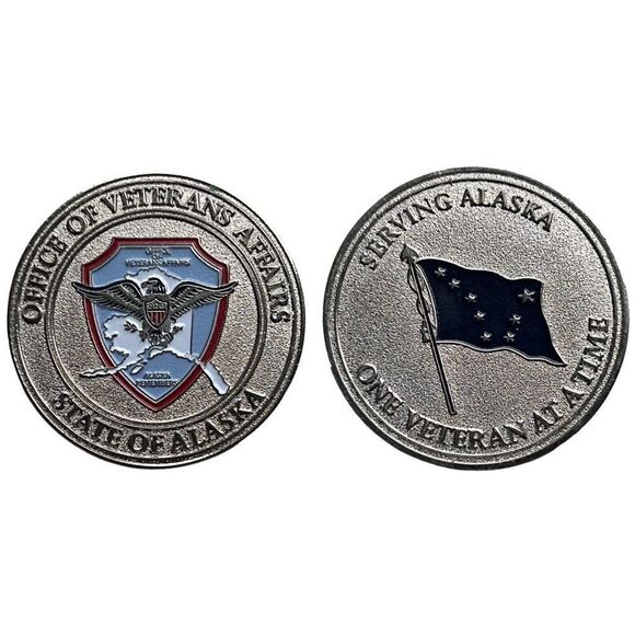 Office of Veteran Affairs State of Alaska One Veteran at a Time Remembrance Coin - Picture 1 of 7